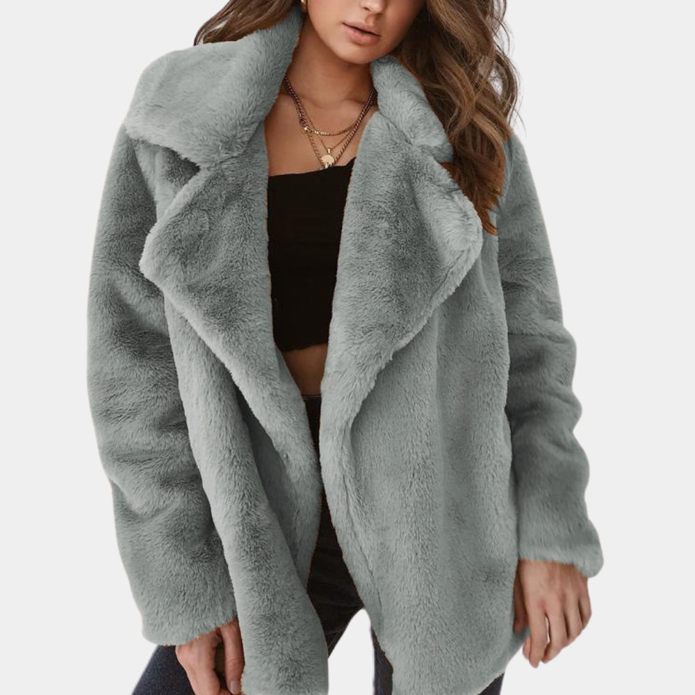 Gillian Oversized Plush Coat with Lapel