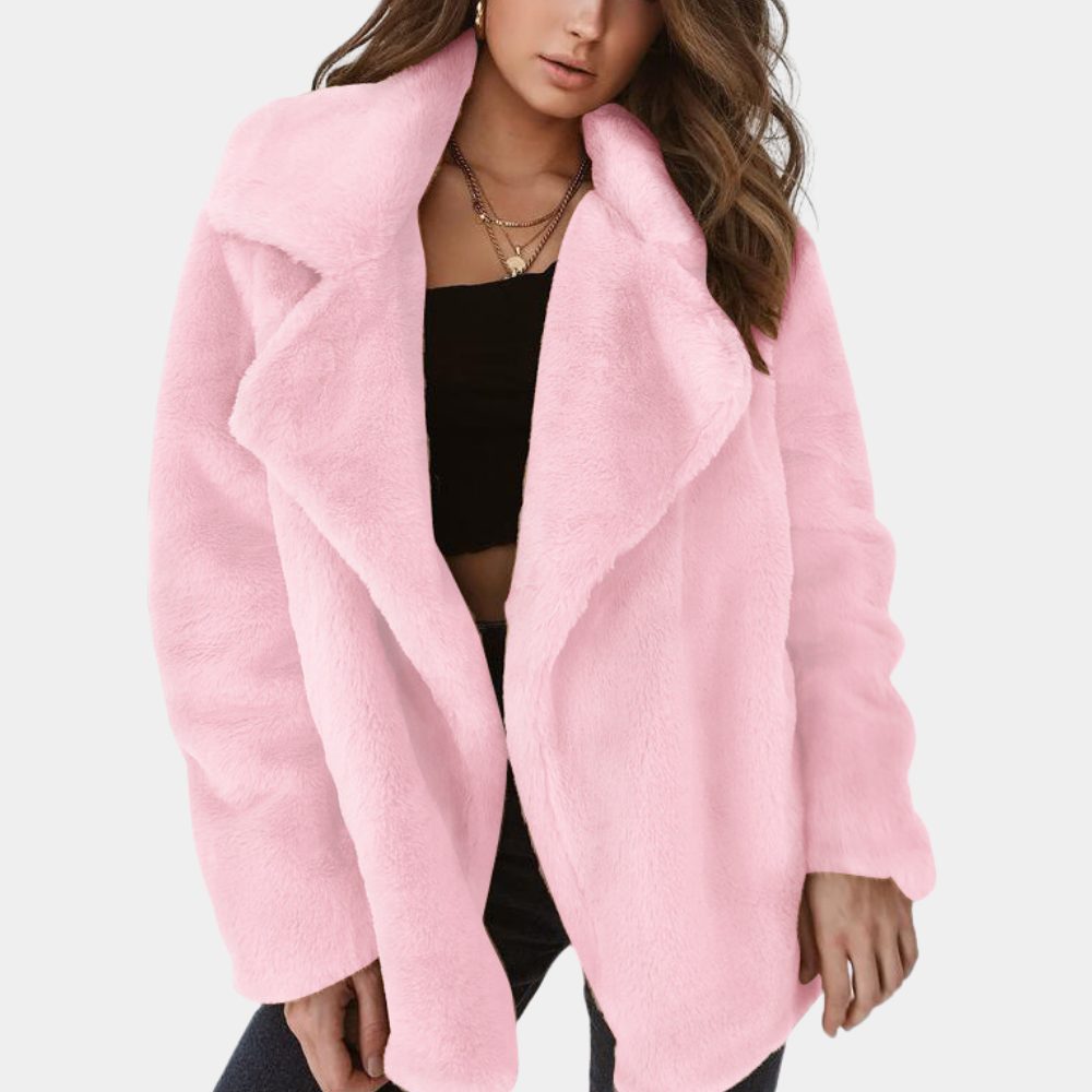 Gillian Oversized Plush Coat with Lapel