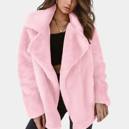 Gillian Oversized Plush Coat with Lapel