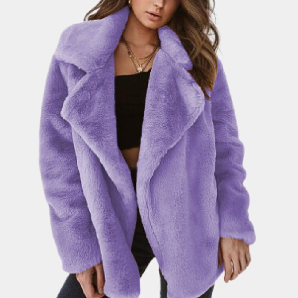 Gillian Oversized Plush Coat with Lapel