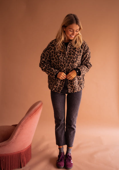 Voichita Leopard Print Bomber Jacket