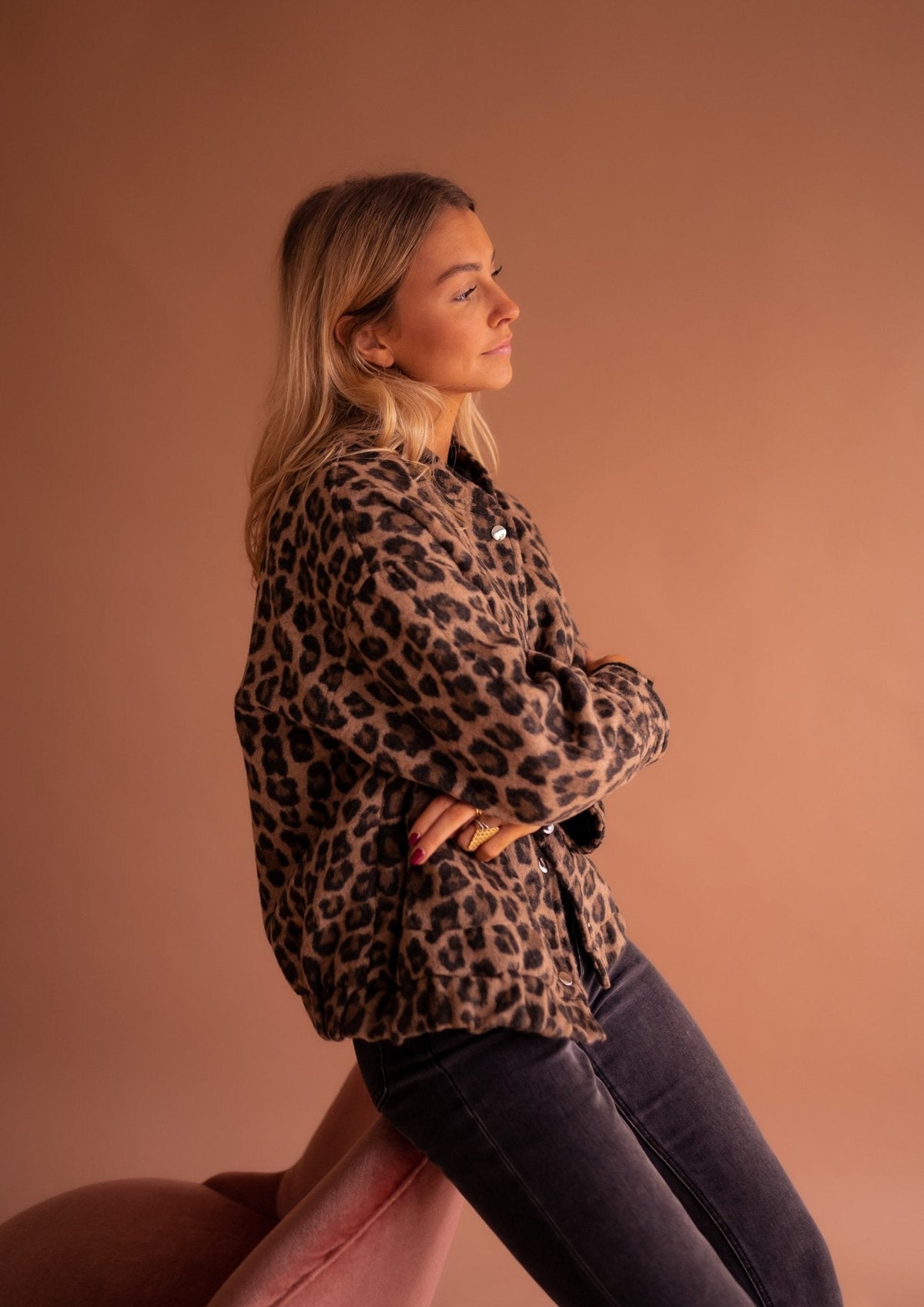 Voichita Leopard Print Bomber Jacket