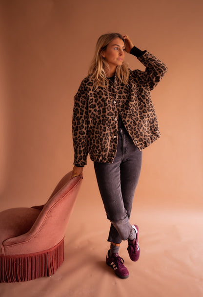Voichita Leopard Print Bomber Jacket