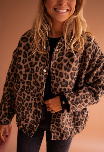 Voichita Leopard Print Bomber Jacket