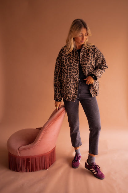 Voichita Leopard Print Bomber Jacket