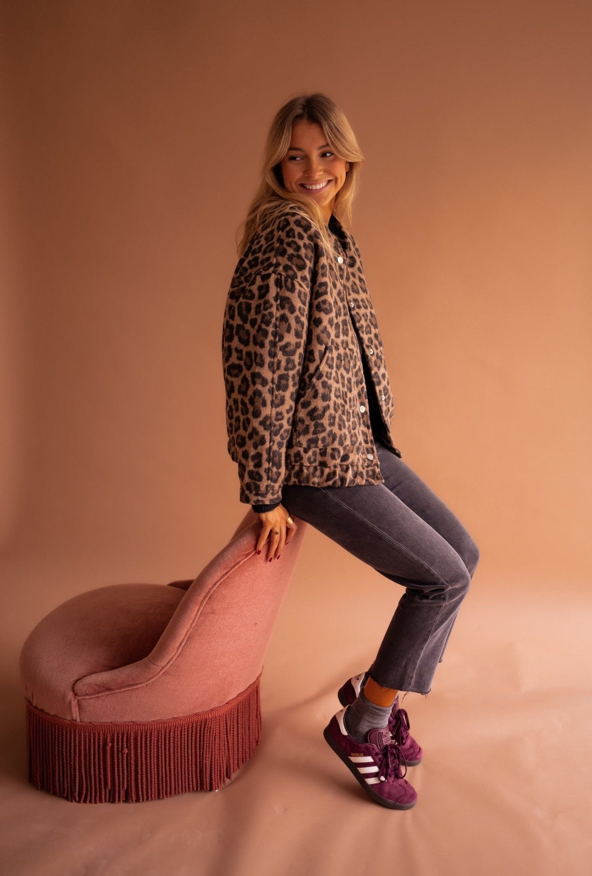 Voichita Leopard Print Bomber Jacket