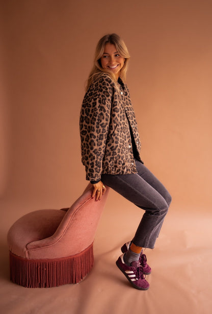 Voichita Leopard Print Bomber Jacket