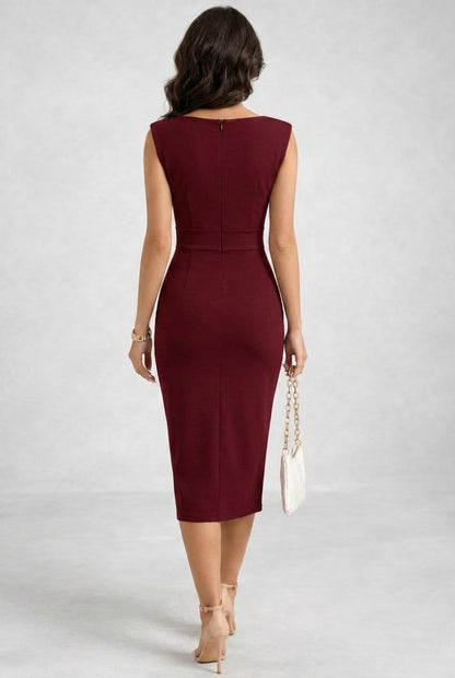 Mainsende Sleeveless Midi Dress with Cowl Neck