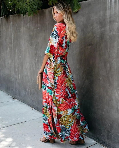 Freydis Wedding Guest Wrap Maxi Dress with V-Neck