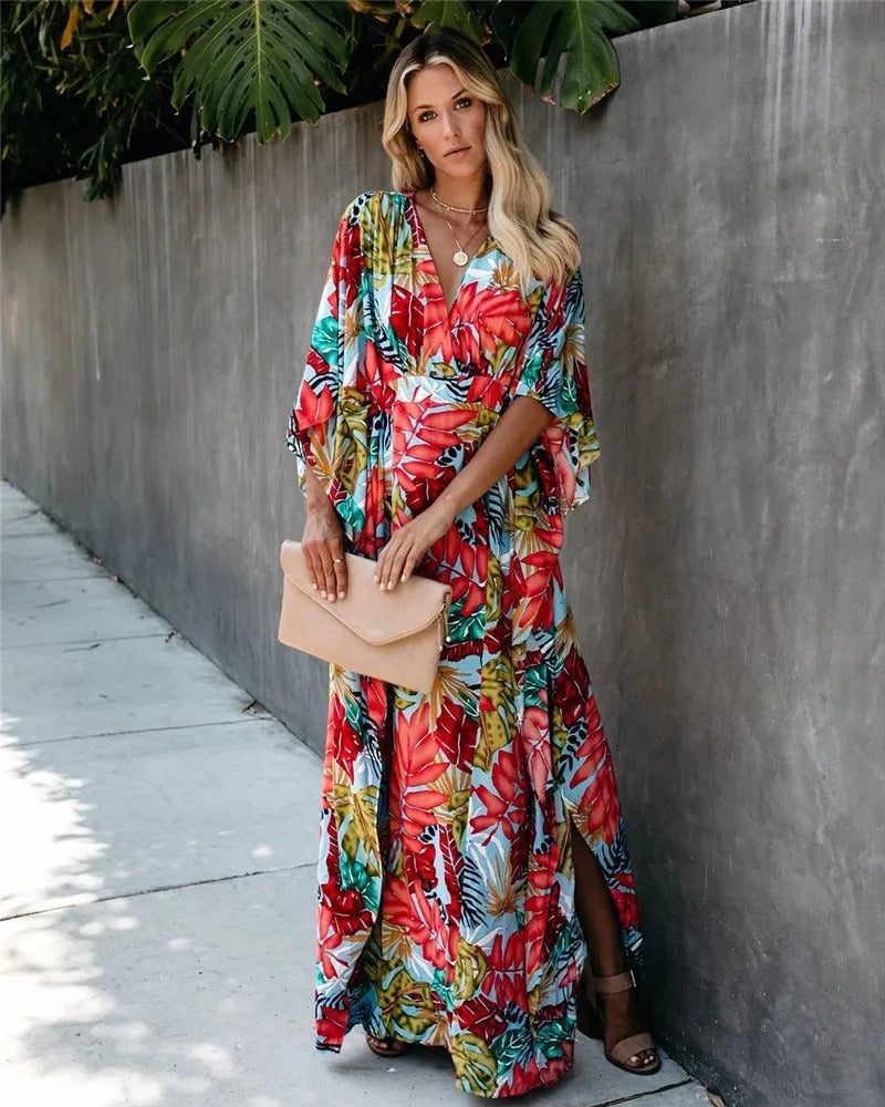 Freydis Wedding Guest Wrap Maxi Dress with V-Neck