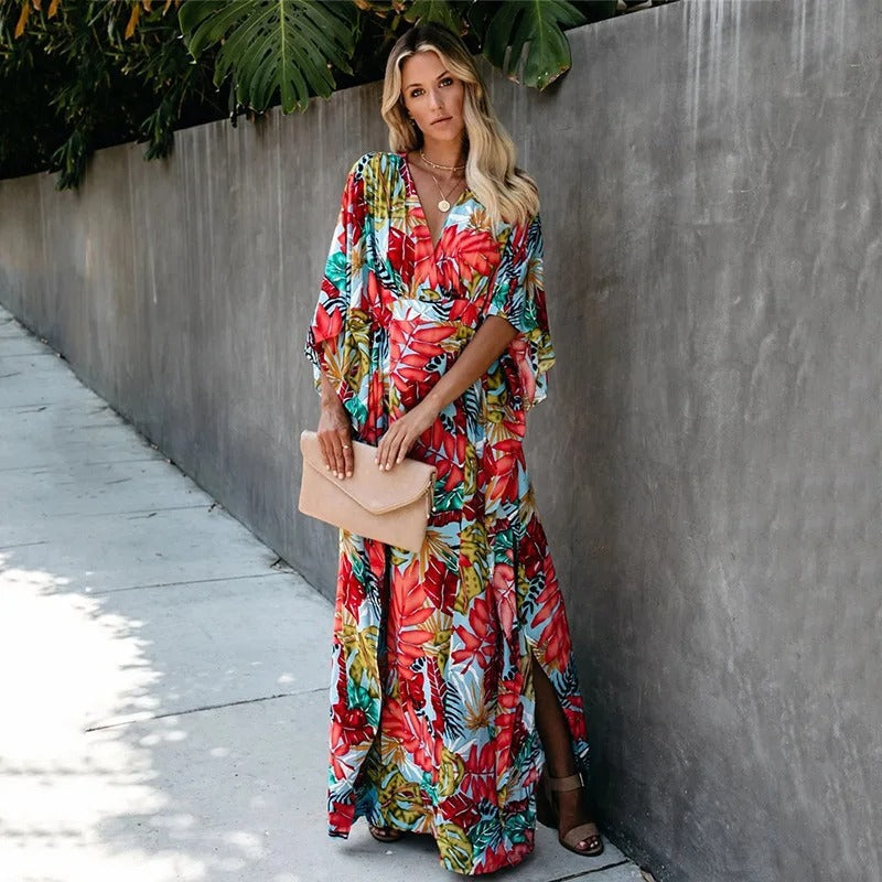 Freydis Wedding Guest Wrap Maxi Dress with V-Neck