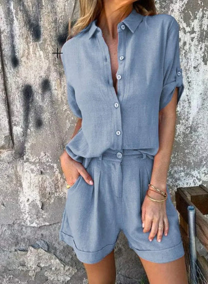 Zarrin Button-Down Shorts Set