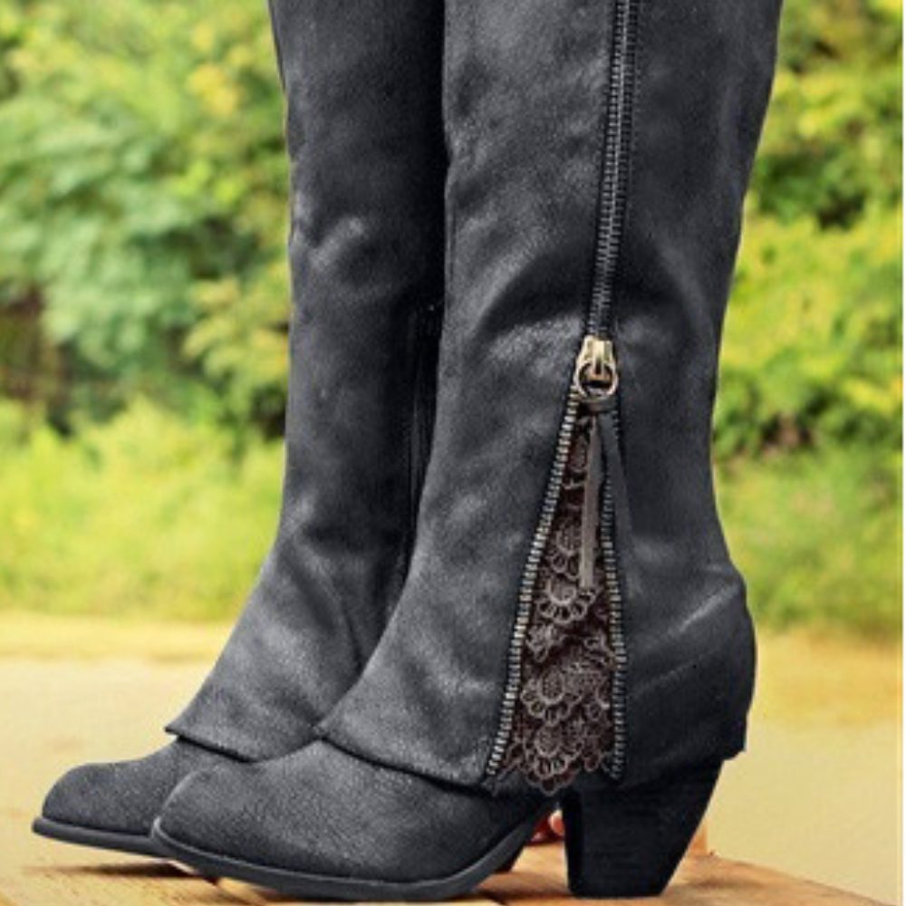 Sibilla Block Heel Zip-Up Boots for Workdays