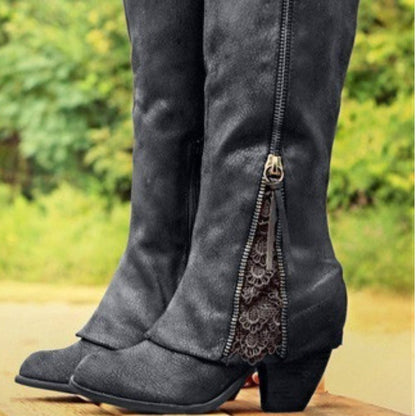 Sibilla Block Heel Zip-Up Boots for Workdays