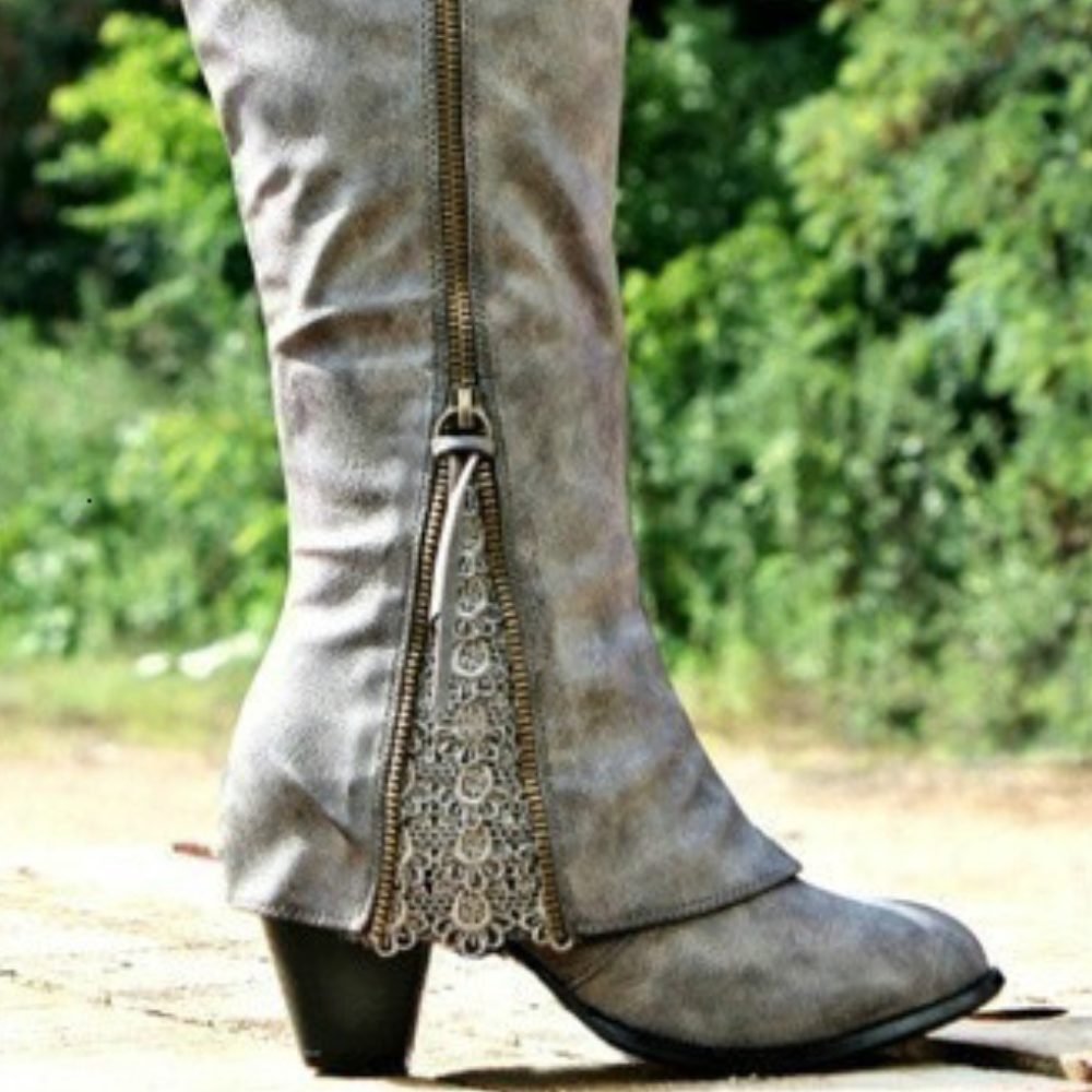 Sibilla Block Heel Zip-Up Boots for Workdays