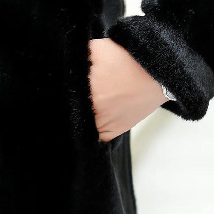 Helewys Faux Fur Coat with Stand Collar