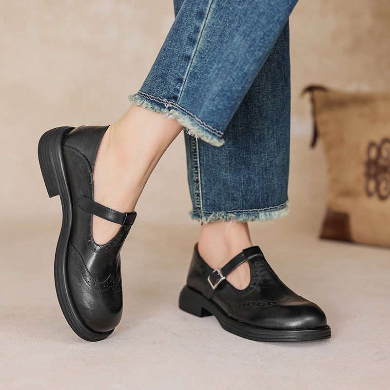 Xene Brogue Mary Jane Flats