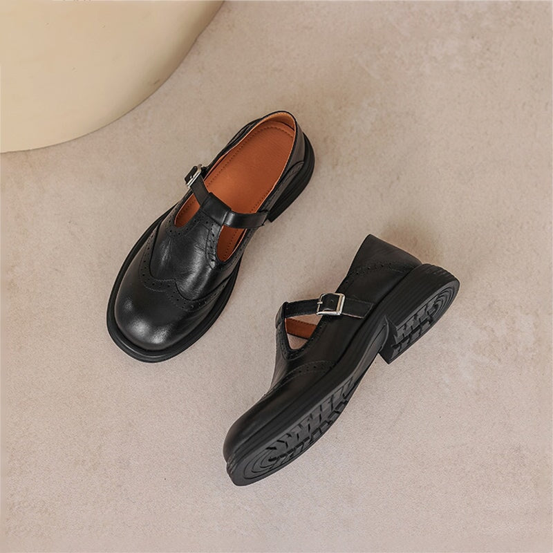 Xene Brogue Mary Jane Flats