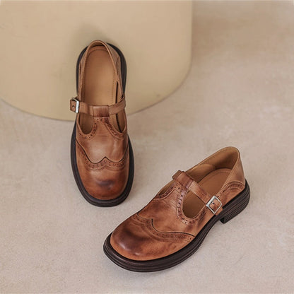 Xene Brogue Mary Jane Flats
