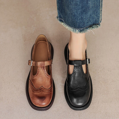 Xene Brogue Mary Jane Flats