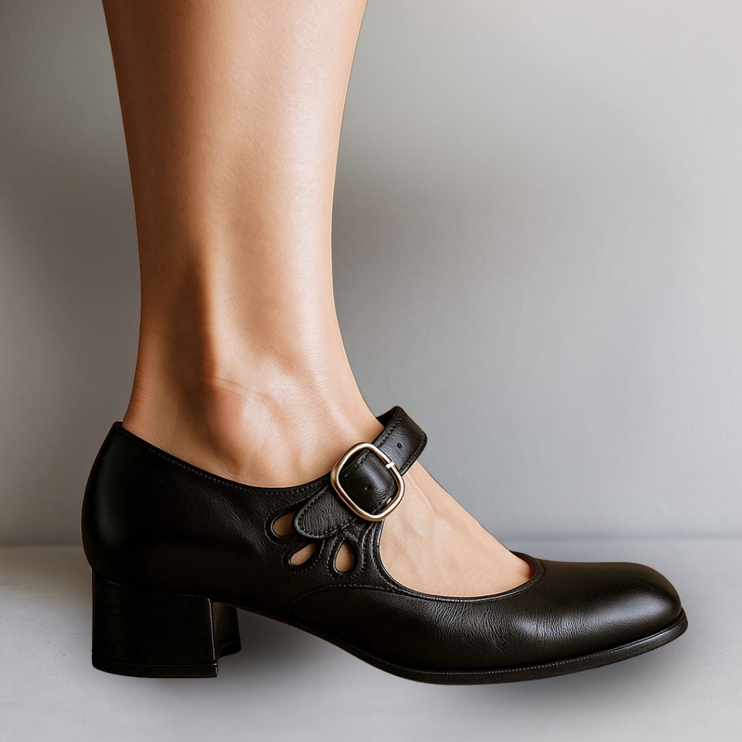 Odelina Mary Jane Block Heel Shoes, Ankle Strap