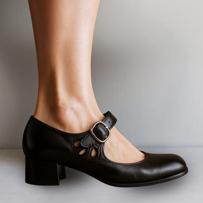 Odelina Mary Jane Block Heel Shoes, Ankle Strap