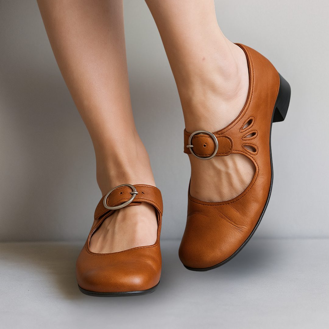 Odelina Mary Jane Block Heel Shoes, Ankle Strap
