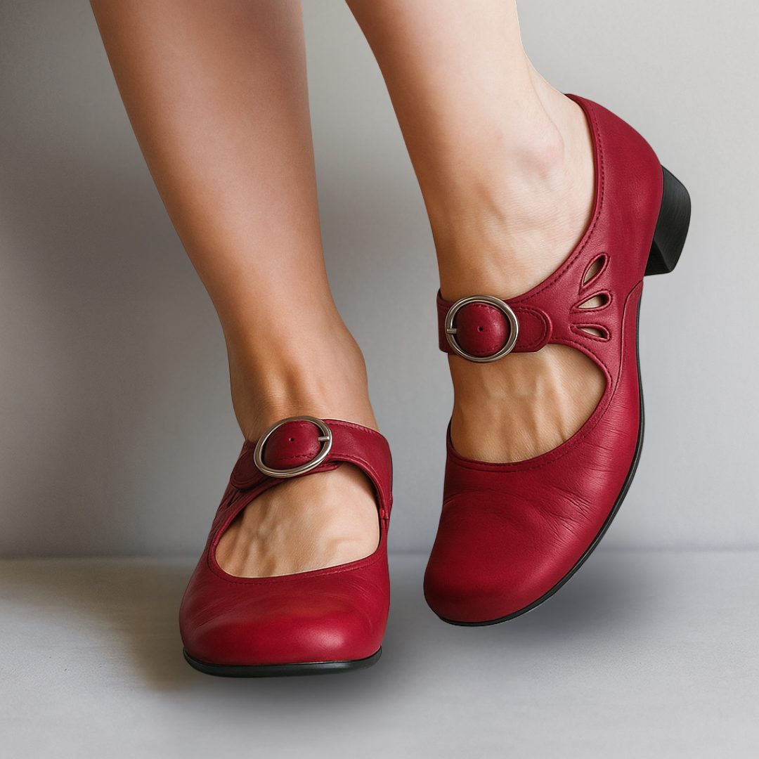 Odelina Mary Jane Block Heel Shoes, Ankle Strap