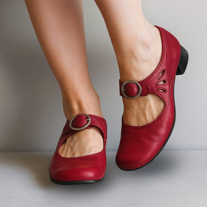 Odelina Mary Jane Block Heel Shoes, Ankle Strap