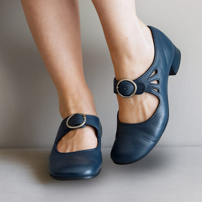 Odelina Mary Jane Block Heel Shoes, Ankle Strap