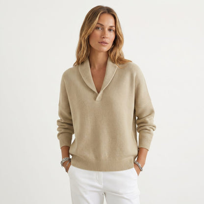 Godelieve Relaxed Knit Pullover for Weekends, V-Neck
