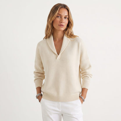 Godelieve Relaxed Knit Pullover for Weekends, V-Neck