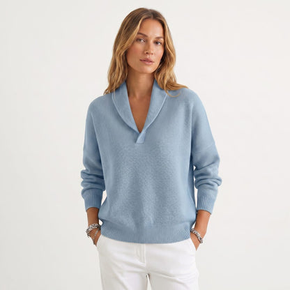 Godelieve Relaxed Knit Pullover for Weekends, V-Neck