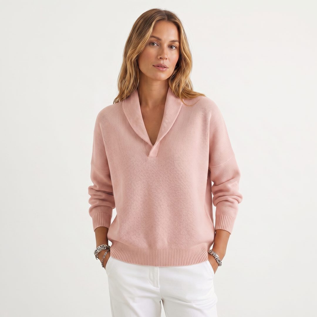 Godelieve Relaxed Knit Pullover for Weekends, V-Neck
