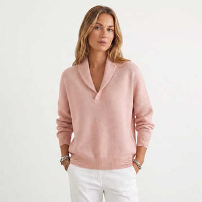 Godelieve Relaxed Knit Pullover for Weekends, V-Neck