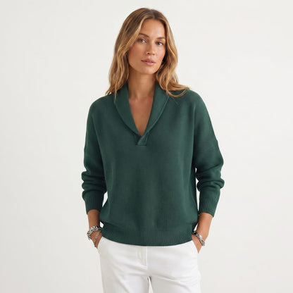 Godelieve Relaxed Knit Pullover for Weekends, V-Neck