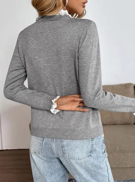 Ermintrude Ribbed Knit Sweater with Crew Neck