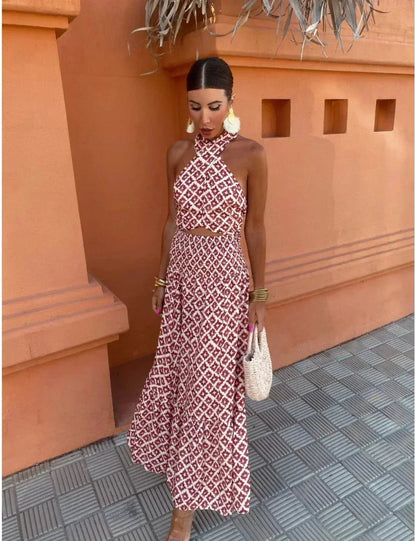 Contessina Wedding Guest Halterneck Midi Dress