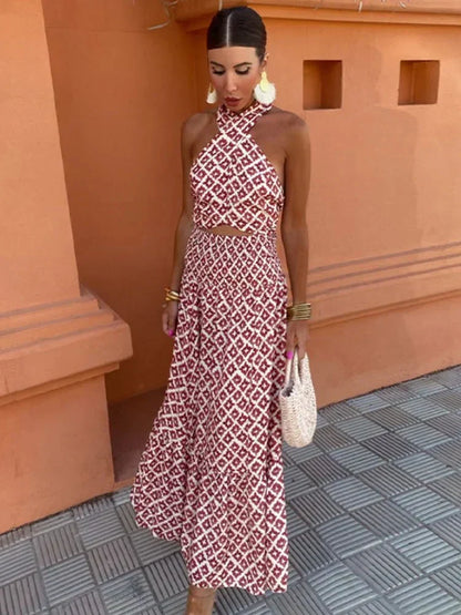 Contessina Wedding Guest Halterneck Midi Dress