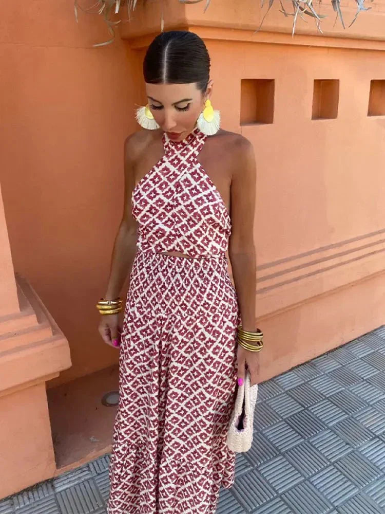 Contessina Wedding Guest Halterneck Midi Dress