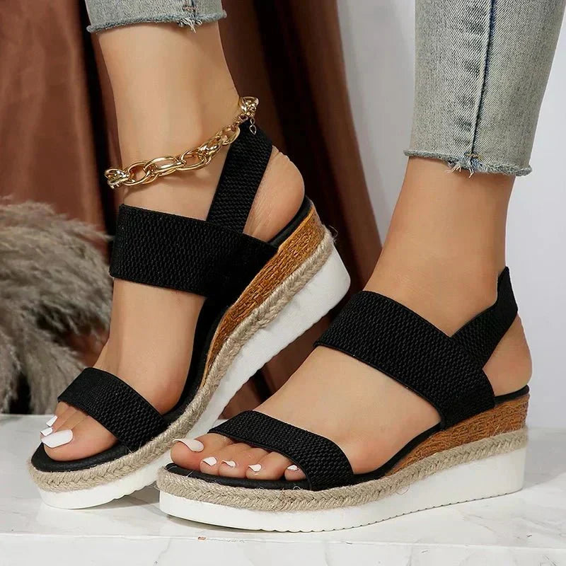 Elvira Open Toe Platform Sandals with Wide Size Run