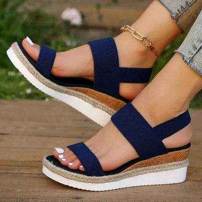Elvira Open Toe Platform Sandals with Wide Size Run
