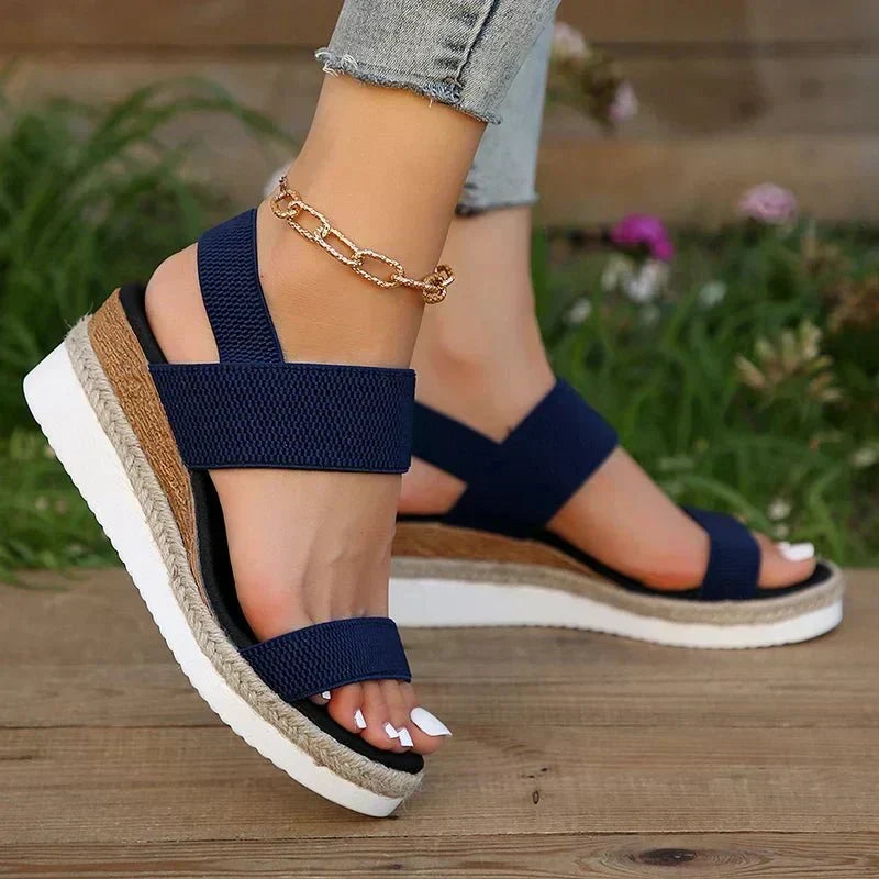 Elvira Open Toe Platform Sandals with Wide Size Run