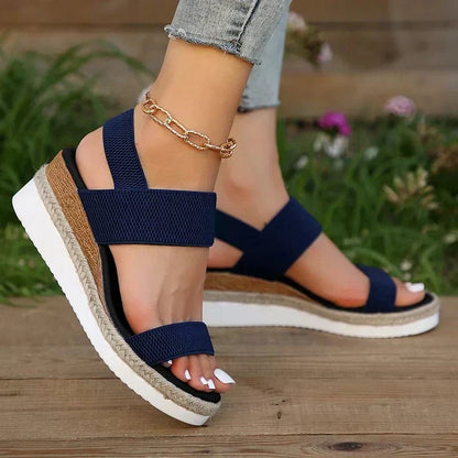 Elvira Open Toe Platform Sandals with Wide Size Run
