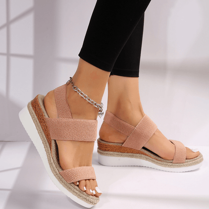 Elvira Open Toe Platform Sandals with Wide Size Run