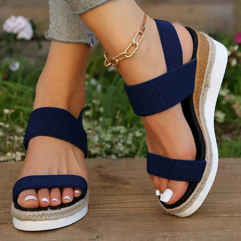 Elvira Open Toe Platform Sandals with Wide Size Run