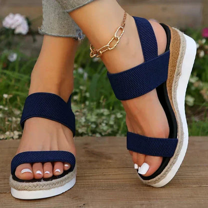Elvira Open Toe Platform Sandals with Wide Size Run