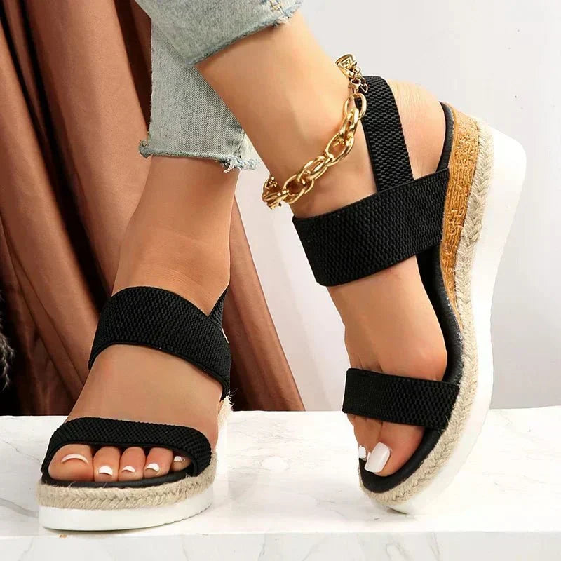 Elvira Open Toe Platform Sandals with Wide Size Run