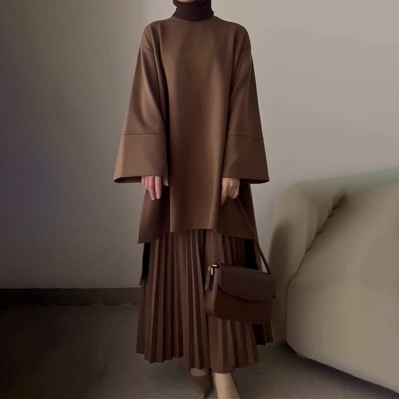 Katerine Oversized Pleated Midi Set, Bell Sleeves
