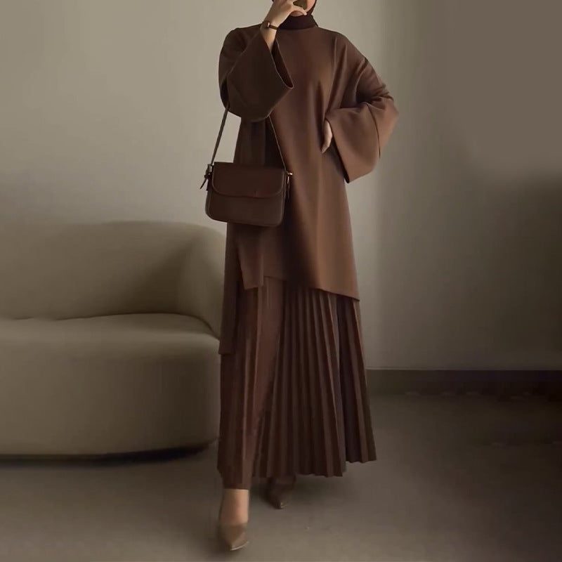 Katerine Oversized Pleated Midi Set, Bell Sleeves